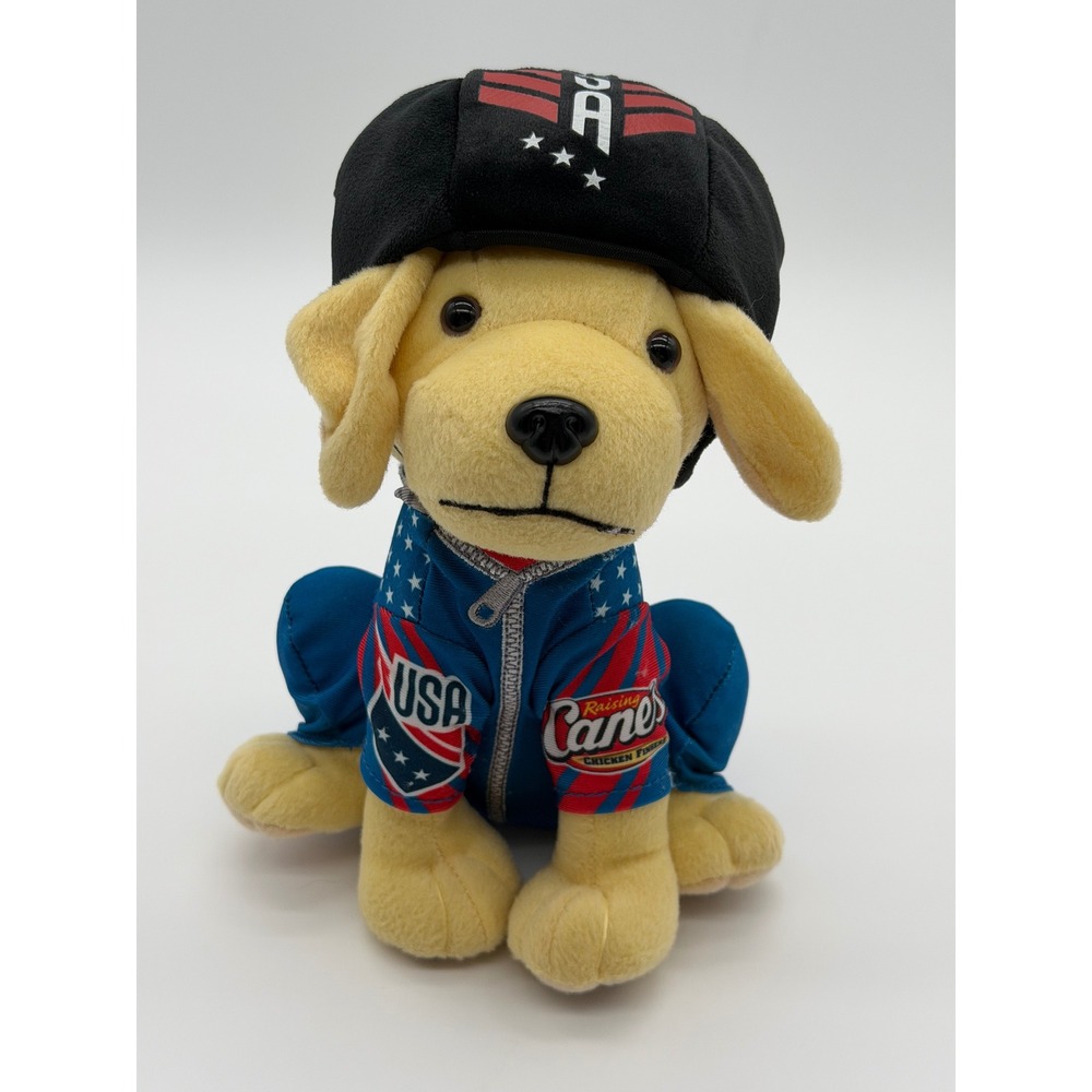 Raising Cane's Team USA Olympic Puppy Plush Yellow Lab Dog Mascot 8-9 Inch